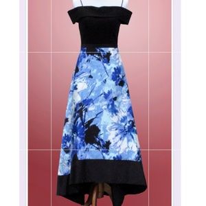 Off-Shoulder High-Low Evening Dress, Morgan & Co.